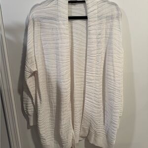Chico's Cream Textured Open-Front Cardigan